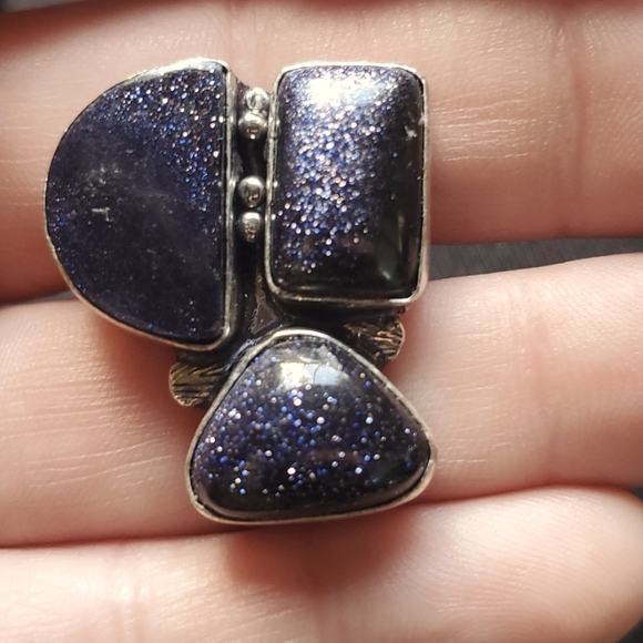 New Stunning Blue Sun Stone Sun Sitara 925 Silver Ring. - Picture 12 of 16